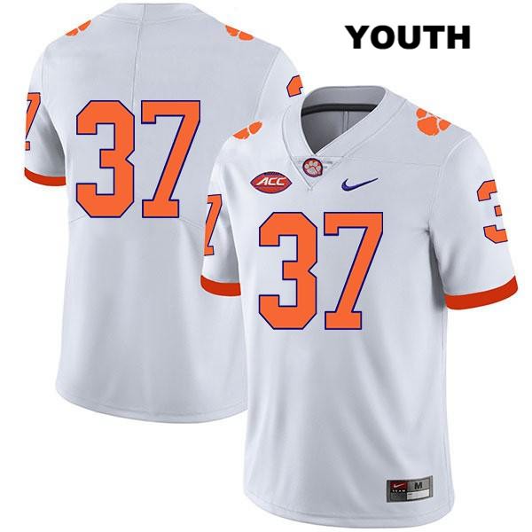 Youth Clemson Tigers #37 Tyler Traynham Stitched White Legend Authentic Nike No Name NCAA College Football Jersey LPY6046EV